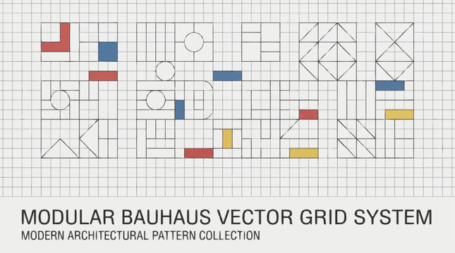 Modular Bauhaus vector grid system pattern.