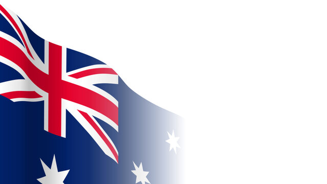 Vector waving Flag of the Commonwealth of Australia. Waving Australia flag with empty, blank, copy space on transparent background. Design element for presentation, banner, web. Place for text