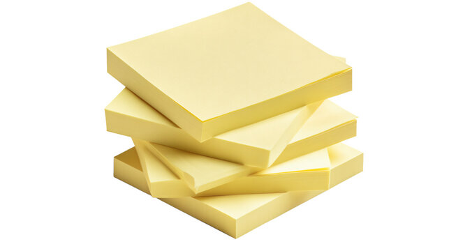 Bright Yellow Stack of Sticky Notes on Transparent Background for Professional Note Taking