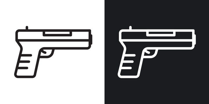 Pistol outlined icon vector collection.