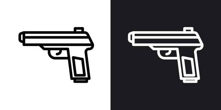 Pistol outlined icon vector collection.