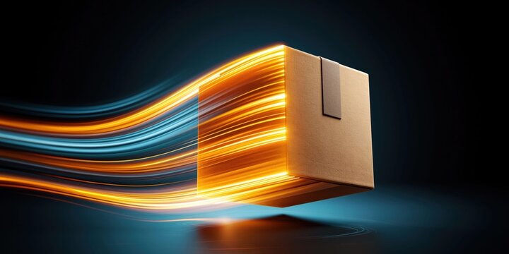 Fast shipping concept with dynamic light trails