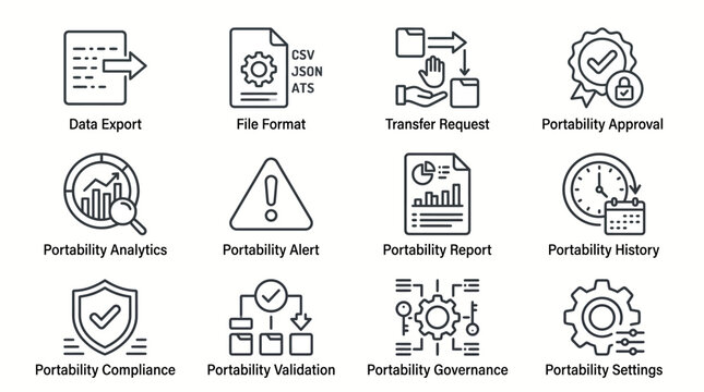 Portability icons and symbols set.