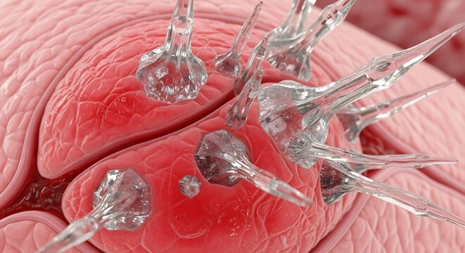 Lung Alveoli with Water Droplets: A Microscopic View.