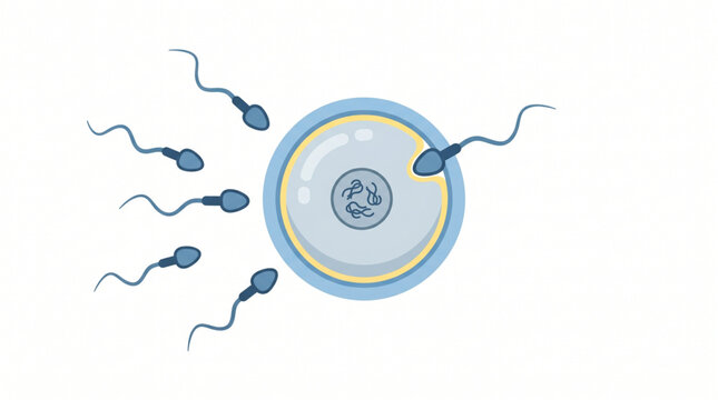 Medical illustration of sperm and egg fertilization isolated on white background, healthcare concept, vector