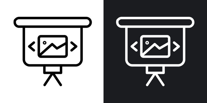 Slideshow outlined icon vector collection.