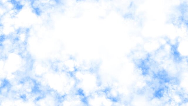 Flying through seamless looping animation of the dynamic transforming clouds in heavenly blue sky.