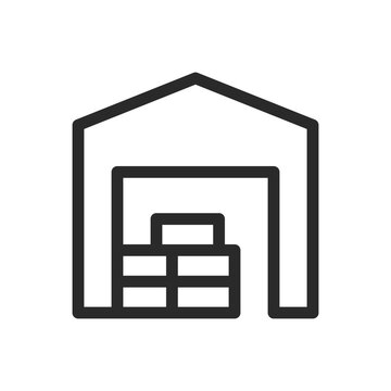 Lumber Warehouse line icon, Lumber Yard vector symbol with editable stroke