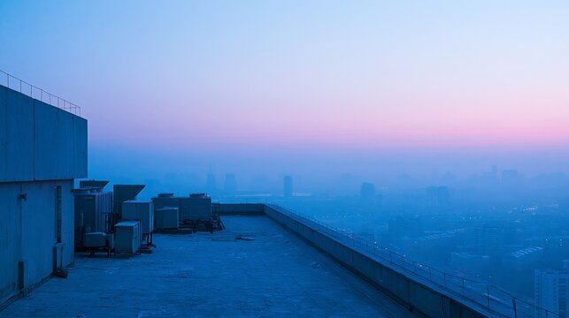 Empty Roof Terrace at Sunrise