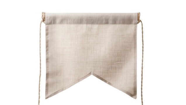 Beige fabric pennant flag with rope and stitched edges