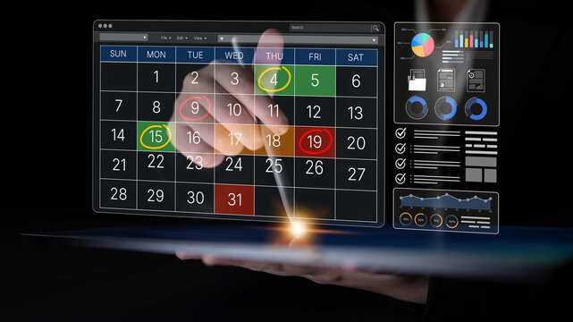 Digital calendar planning with interactive features for effective time management and organization in a modern workspace. Bitwise.