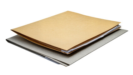 Two stacked paper folders with documents inside