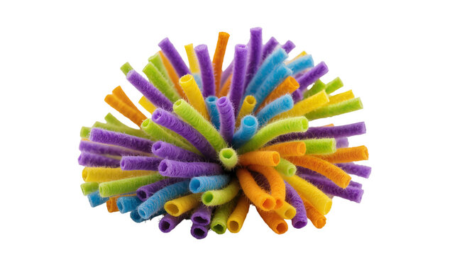 Colorful fuzzy pipe cleaner ball toy