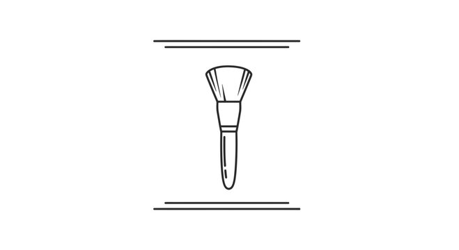 Minimalist Makeup Brush Icon Line Art Vector Illustration