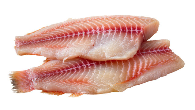 Raw tilapia fish fillets with red lateral line