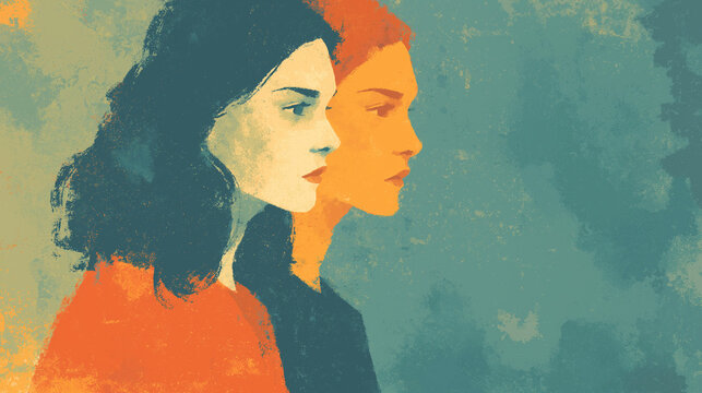 Expressive illustration of emotional duality and mood instability in mental health
