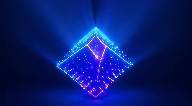 Digital futuristic glowing geometric shapes animation.