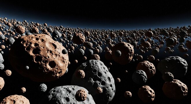 Vast Asteroid Belt Field with Numerous Rocky Celestial Bodies in Space.