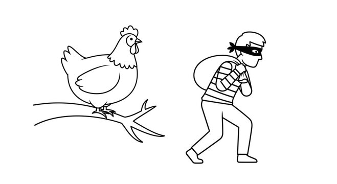 Chicken Thief Caught Red-Handed Stealing Bird from Tree Branch