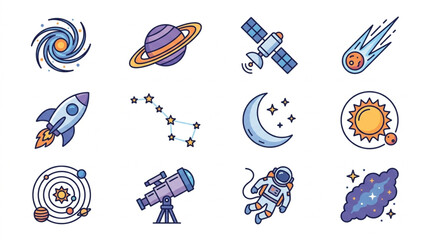 Collection of Space Icons and Illustrations. © Bugang