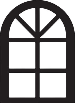 An illustration of a closed arched window with multiple panes