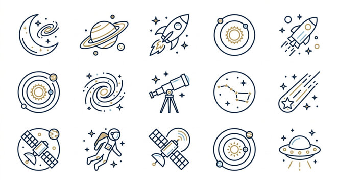 Collection of Space Icons and Illustrations.