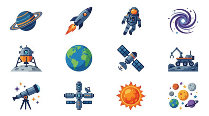 Collection of Space Icons and Illustrations. © Bugang