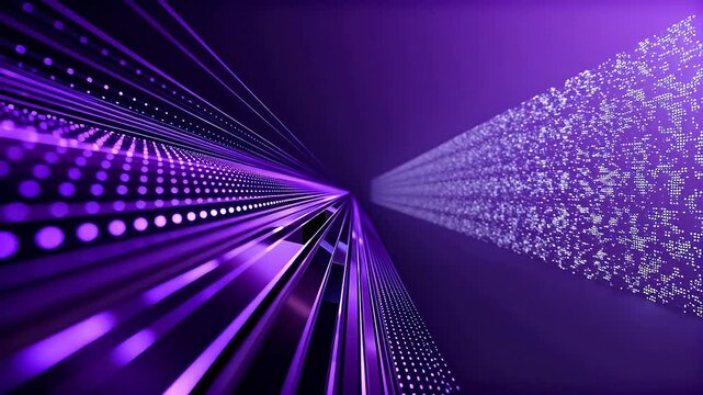 Abstract purple light lines and dots