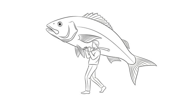 Fisherman Carrying Giant Fish