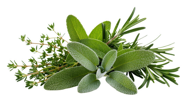 Sage Rosemary, and Thyme herb sprigs arrangement