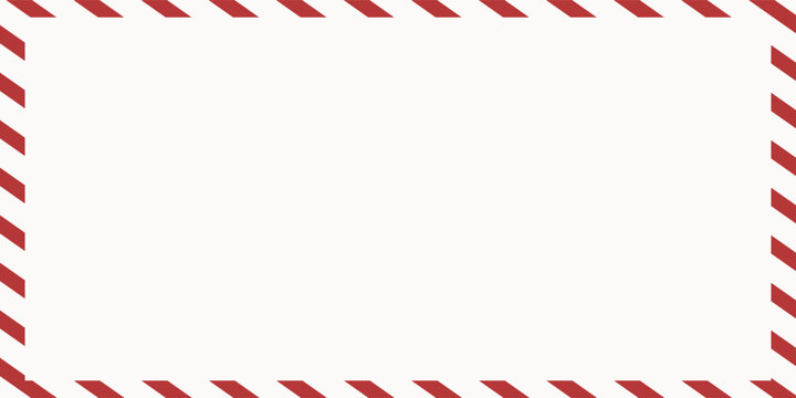 Airmail Envelope frame images with strips. International vintage letter border. Retro air mail postcard with blue and red stripes. Empty classic postal frame.