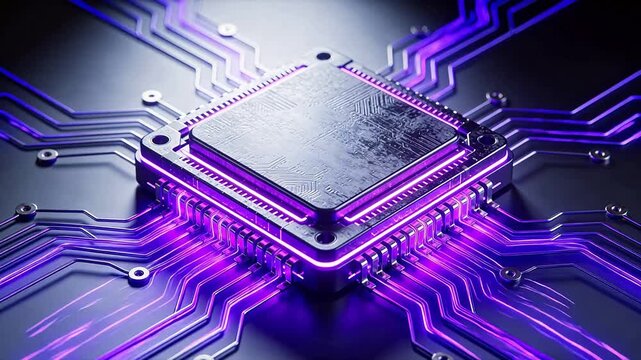 Microchip with glowing circuitry