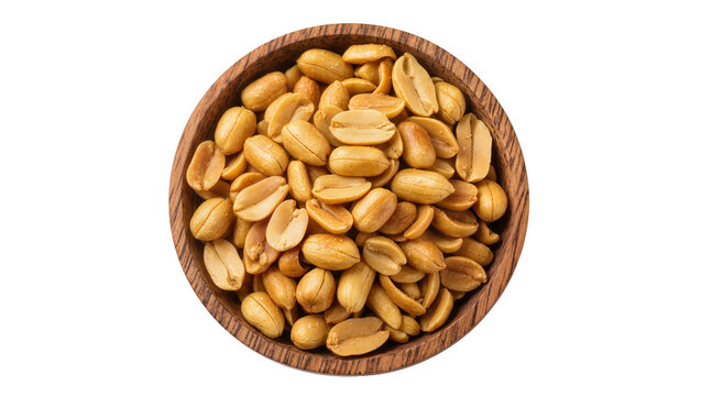 Roasted peanuts in wooden bowl
