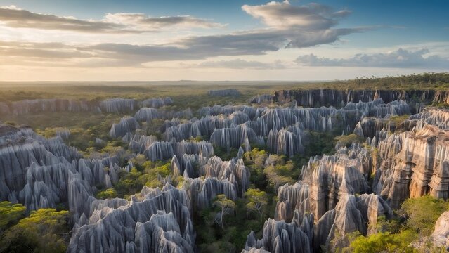 Tsingy de bemaraha limestone forest landscape madagascar