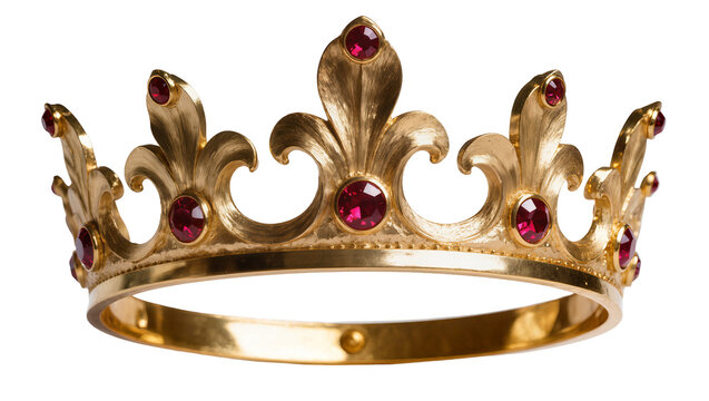 Ornate gold crown with red gemstones
