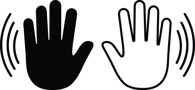 Black and white hand gesture icons for communication and interaction