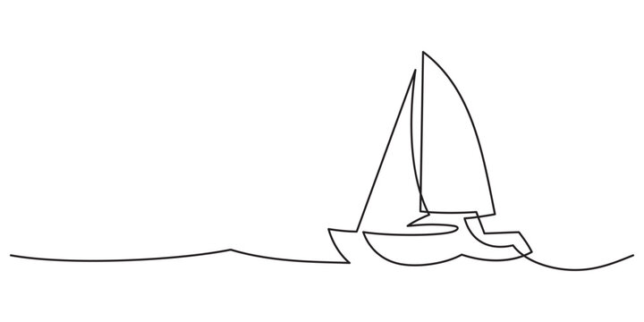 catamaran floating in the sea one line drawing continuous minimalism