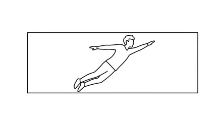 Fototapeta premium Dynamic Line Art of a Person Flying Through the Air with Arms Extended