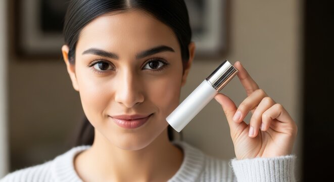 Woman applying eye makeup with precision brush