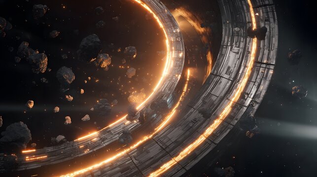 Cosmic gateway a colossal ring anomaly amidst industrial space reveals stunning plasma accretion