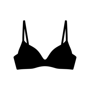 Black bra silhouette isolated on white background.