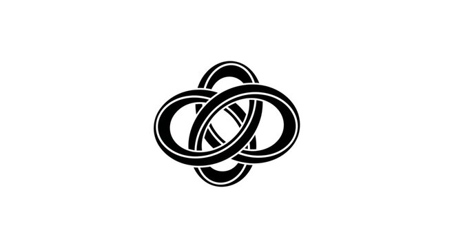 Abstract infinity loop symbol, intertwined black knot on white background, endless connection concept