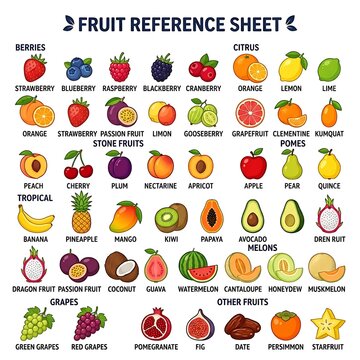 Fruit Reference Sheet Illustration.