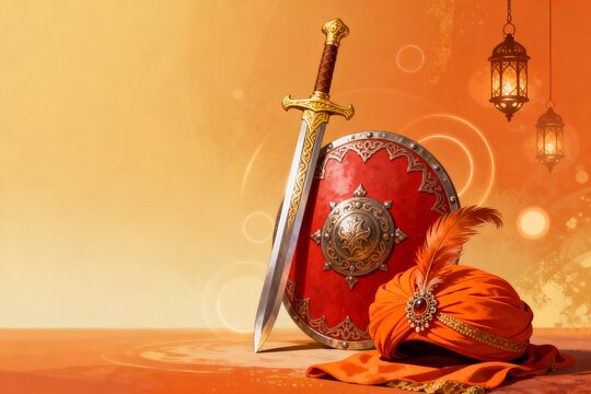 Decorative sword shield and turban