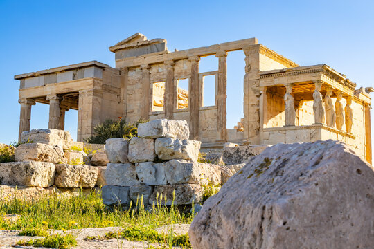 Erechtheion. The temple as seen from the west. Acropolis, Athens, Greece, Europe