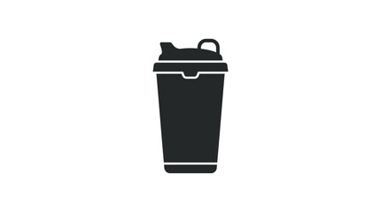 Protein shaker bottle stands as a simple graphic icon for fitness and sports nutrition supplements. © yanto