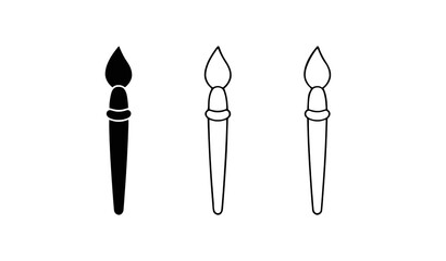 Fototapeta premium Paintbrush Icon Set Vector Illustration Minimalist Artist Painting Tool Symbols In Filled Solid Style And Various Outline Line Weights
