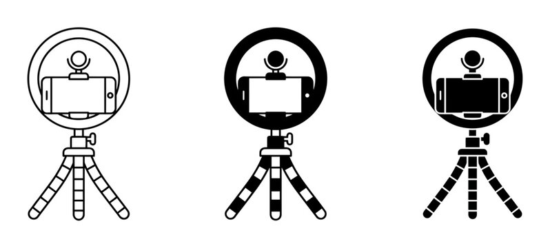 Ring Light Setup Icons, Smartphone Tripod Mounts, Mobile Video Recording Equipment