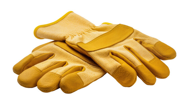 Yellow work gloves with leather accents