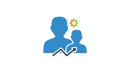 Fototapeta premium business growth icon with people and chart flat vector illustration